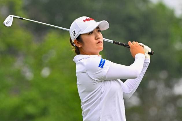 THE WOODLANDS, TX - APRIL 20: Mone Inami (JPN) watches her tee shot on 3 during third round of the Chevron Championship at The Club at Carlton Woods on April 20, 2024 in The Woodlands, Texas. (Photo by Ken Murray Icon Sportswire) GOLF: APR 20 LPGA, Golf Damen The Chevron Championship EDITORIAL USE ONLY Icon240420003