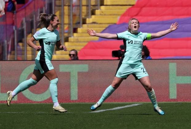 FC Barcelona, Barca v Chelsea FC Women: Semi-final First Leg - UEFA Women s Champions League Erin Cuthbert is celebrating a goal during the match between FC Barcelona and Chelsea FC, which corresponds to the first leg of the Semi-Final of the Women s UEFA Champions League, played at the Olympic Stadium Lluis Companys in Barcelona, Spain, on April 20, 2024. Barcelona Spain  Copyright: xUrbanandsportx originalFilename:urbanandsport-fcbarcel240420_npG61.jpg