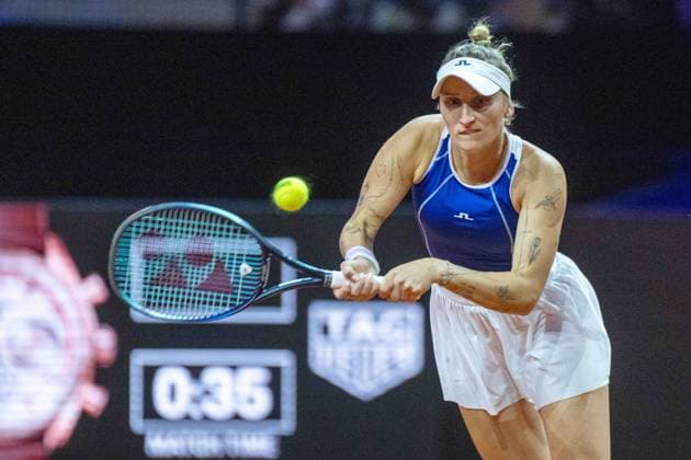 Marketa Vondrousova (CZE). xettx, Deutschland, Stuttgart, 20.04.2024, Tennis, Porsche Tennis Grand Prix, Day 8, 2024, Halbfinale, M.Kostyuk-M.Vondrousova, Porsche Arena Foto: A2 Bildagentur Peter Hartenfelser