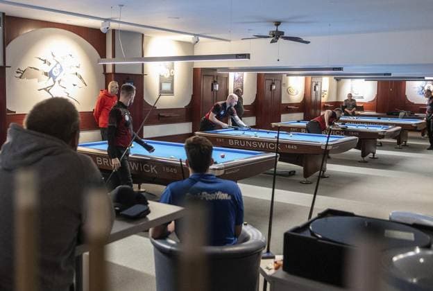Poolbillard-Bundesliga: BC Oberhausen gegen 1. PBC Wedding ** NUR FÜR REDAKTIONELLE ZWECKE ** EDITORIAL USE ONLY **<p>der Saal bei der Bundesliga-Begegnung im Poolbillard des BC Oberhausen gegen den 1. PBC Wedding am Samstag, 20. April 2024, in Oberhausen. Oberhausen Copyright: OliverxMengedoht