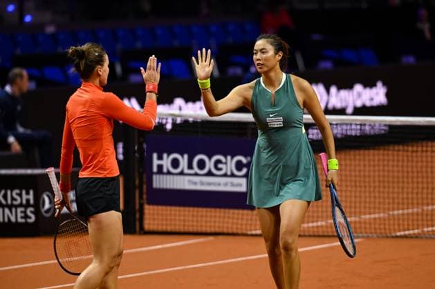 Porsche Tennis Grand Prix 2024 in Stuttgart, 20.04.2024 Doubles Hao-Ching Chan (TPE) and Veronika Kudermetova (RUS) Porsche Tennis Grand Prix 2024