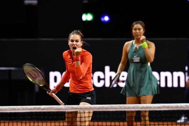 Porsche Tennis Grand Prix 2024 in Stuttgart, 20.04.2024 Doubles Hao-Ching Chan (TPE) and Veronika Kudermetova (RUS) Porsche Tennis Grand Prix 2024