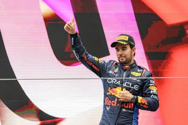 PEREZ Sergio (mex), Red Bull Racing RB20, portrait podium during the Formula 1 Lenovo Chinese Grand Prix 2024, 5th round of the 2024 Formula One World Championship, WM, Weltmeisterschaft from April 19 to 21, 2024 on the Shanghai International Circuit, in Shanghai, China - F1 - CHINESE GRAND PRIX 2024 DPPI Panoramic  12963