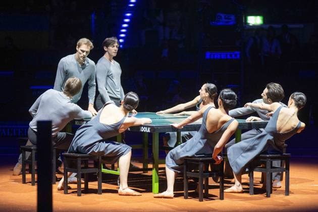 Showeinlage des Stuttgarter Ballet. xettx, Deutschland, Stuttgart, 21.04.2024, Tennis, Porsche Tennis Grand Prix, Day 9, 2024, Finale, E.Rybakina-M.Kostyuk, Porsche Arena Foto: A2 Bildagentur Peter Hartenfelser