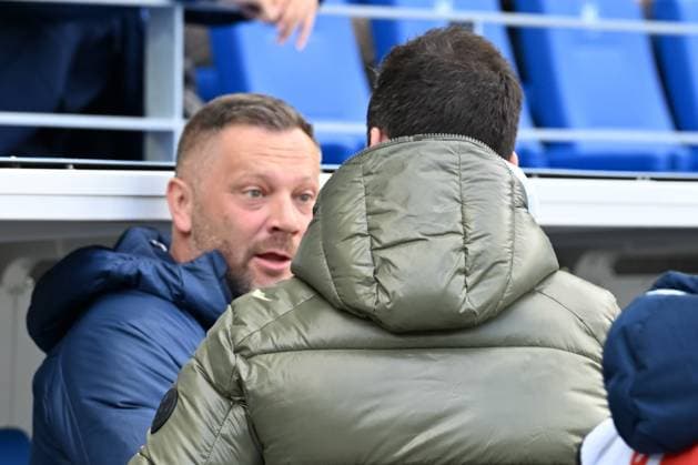 21.04.2024, xsltx, Fussball 2.Bundesliga, Karlsruher SC - Hertha BSC Berlin emspor, v.l. Trainer Pal Dardai (Hertha BSC Berlin) Trainer Christian Eichner (Karlsruher SC KSC) (DFL DFB REGULATIONS PROHIBIT ANY USE OF PHOTOGRAPHS as IMAGE SEQUENCES and or QUASI-VIDEO) Karlsruhe