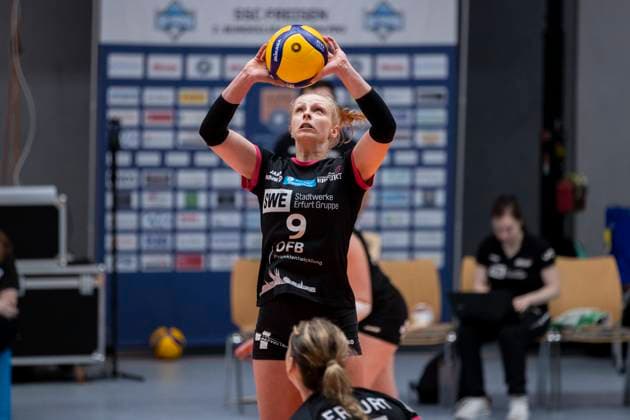 2. Bundesliga Frauen Pro: SSC Freisen vs. Schwarz-Weiss Erfurt; Freisen; 21.04.2024 Antonia Greskamp ( 9; Schwarz-Weiss Erfurt) 2. Bundesliga Frauen Pro: SSC Freisen vs. Schwarz-Weiss Erfurt; Bruchwaldhalle Freisen; 21.04.2024 Copyright: xBEAUTIFULxSPORTS Duehringx