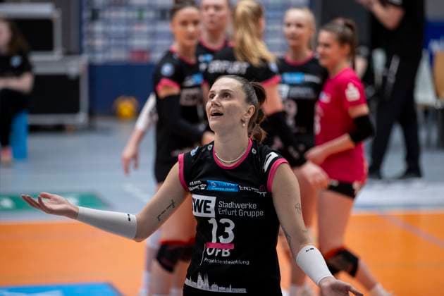 2. Bundesliga Frauen Pro: SSC Freisen vs. Schwarz-Weiss Erfurt; Freisen; 21.04.2024 Lara Alyssa Darowski ( 13; Schwarz-Weiss Erfurt) 2. Bundesliga Frauen Pro: SSC Freisen vs. Schwarz-Weiss Erfurt; Bruchwaldhalle Freisen; 21.04.2024 Copyright: xBEAUTIFULxSPORTS Duehringx
