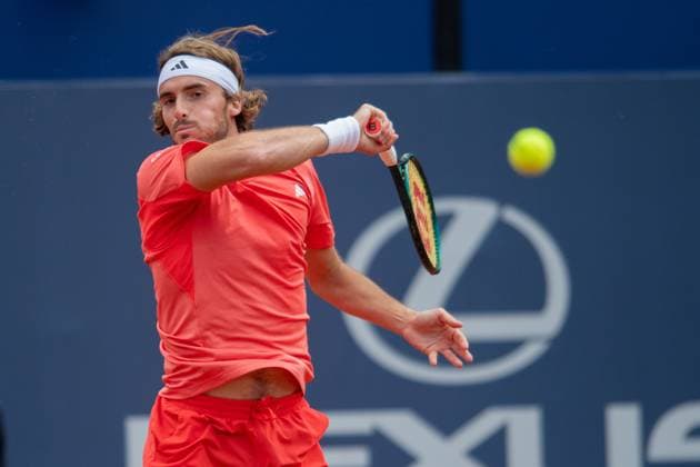 Final 71 Barcelona Open Banc de Sabadell. Conde de Godo Trophy. Real Club de Tenis Barcelona. April 21,2024 71 Barcelona Open Banc de Sabadell. Conde de Godo Trophy. Final Casper Ruud (NOR) vs Stefanos Tsitsipas (GRE) Real Club de Tenis Barcelona. April 21,2024 Stefanos Tsitsipas during the final of the ATP, Tennis Herren Barcelona Open Banc de Sabadell tennis tournament Trofeo Conde de Godo played at the Real Club de Tenis Barcelona. April 21, 2024. Barcelona ESP Copyright: xS.xRosx