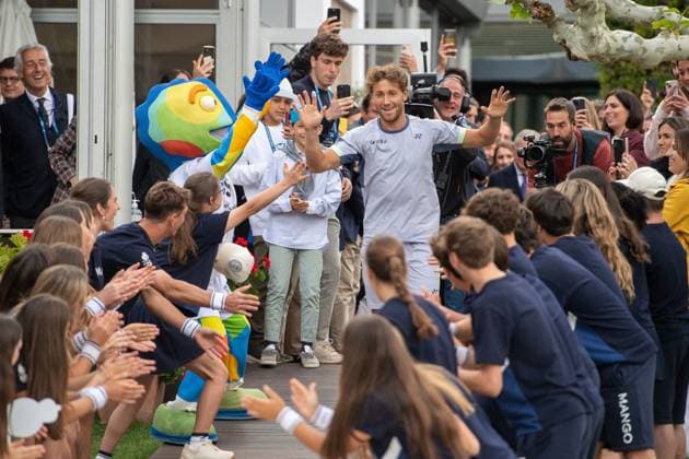 Final 71 Barcelona Open Banc de Sabadell. Conde de Godo Trophy. Real Club de Tenis Barcelona. April 21,2024 71 Barcelona Open Banc de Sabadell. Conde de Godo Trophy. Final Casper Ruud (NOR) vs Stefanos Tsitsipas (GRE) Real Club de Tenis Barcelona. April 21,2024 Casper Ruud celebrates winning the final of the ATP, Tennis Herren Barcelona Open Banc de Sabadell tennis tournament Trofeo Conde de Godo played at the Real Club de Tenis Barcelona. April 21, 2024. Barcelona ESP Copyright: xS.xRosx