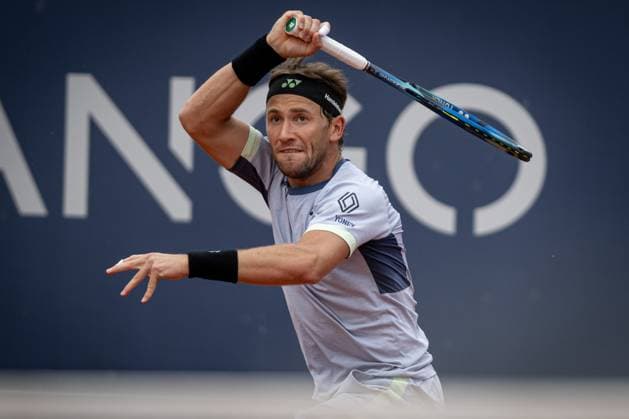 Casper Ruud (Norway) plays forehand shot against Stefanos Tsitsipas (Greece) during the final ATP, Tennis Herren 500 Barcelona Open Banc Sabadell 2024 match at Real Club de Tenis de Barcelona, in Barcelona, Spain on April 21, 2024. Photo by Felipe Mondino Copyright: x@FELIPExMONDINOx