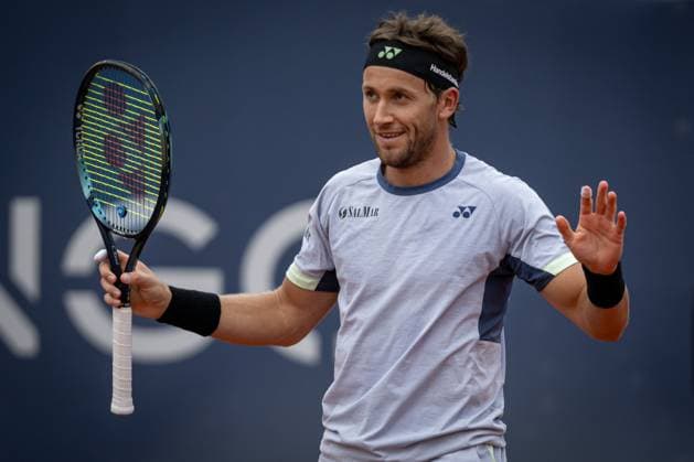 Casper Ruud (Norway) celebrate his victory against Stefanos Tsitsipas (Greece) in the final ATP, Tennis Herren 500 Barcelona Open Banc Sabadell 2024 match at Real Club de Tenis de Barcelona, in Barcelona, Spain on April 21, 2024. Photo by Felipe Mondino Copyright: x@FELIPExMONDINOx