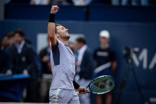Casper Ruud (Norway) celebrate his victory against Stefanos Tsitsipas (Greece) in the final ATP, Tennis Herren 500 Barcelona Open Banc Sabadell 2024 match at Real Club de Tenis de Barcelona, in Barcelona, Spain on April 21, 2024. Photo by Felipe Mondino Copyright: x@FELIPExMONDINOx