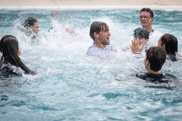 Casper Ruud (Norway) in the traditional jumping into the pool at ATP, Tennis Herren 500 Barcelona Open Banc Sabadell 2024 match at Real Club de Tenis de Barcelona, in Barcelona, Spain on April 21, 2024. Photo by Felipe Mondino Copyright: x@FELIPExMONDINOx