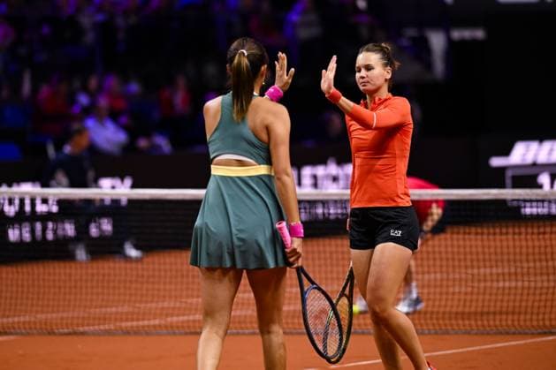 Porsche Tennis Grand Prix 2024 in Stuttgart, 21.04.2024 Doubles Hao-Ching Chan (TPE) and Veronika Kudermetova (RUS) Porsche Tennis Grand Prix 2024