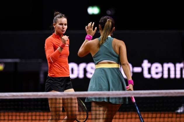 Porsche Tennis Grand Prix 2024 in Stuttgart, 21.04.2024 Doubles Hao-Ching Chan (TPE) and Veronika Kudermetova (RUS) Porsche Tennis Grand Prix 2024