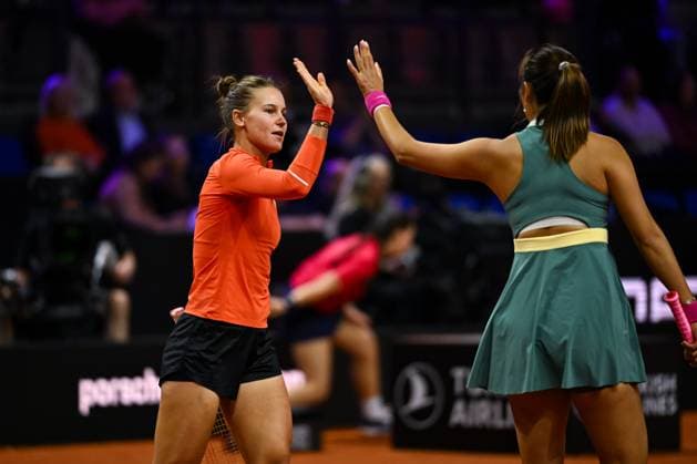 Porsche Tennis Grand Prix 2024 in Stuttgart, 21.04.2024 Doubles Hao-Ching Chan (TPE) and Veronika Kudermetova (RUS) Porsche Tennis Grand Prix 2024