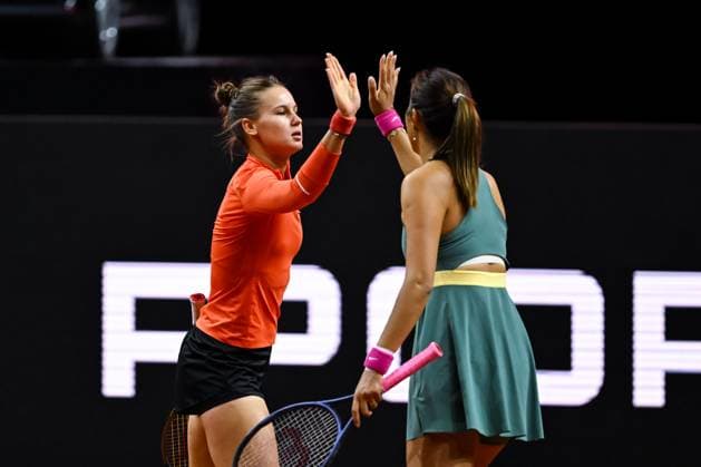 Porsche Tennis Grand Prix 2024 in Stuttgart, 21.04.2024 Doubles Hao-Ching Chan (TPE) and Veronika Kudermetova (RUS) Porsche Tennis Grand Prix 2024