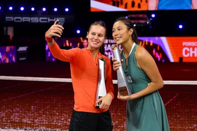 Porsche Tennis Grand Prix 2024 in Stuttgart, 21.04.2024 Doubles Hao-Ching Chan (TPE) and Veronika Kudermetova (RUS) Porsche Tennis Grand Prix 2024