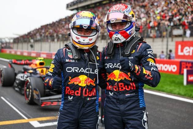 Formel 1 Großer Preis von China 2024 21.04.2024, Shanghai International Circuit, Shanghai, Formel 1 Großer Preis von China 2024 ,im Bild Sieger Max Verstappen (NLD), Oracle Red Bull Racing, 3.Platz für Sergio Perez (MEX), Oracle Red Bull Racing