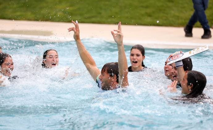 April 21, 2024, Sabadell, Barcelona, Spain: Barcelona Spain 21.04.2024 Casper Ruud (Norway) bathes with the ball boys after the victory in the match between Stefanos Tsitsipas (Greece) and Casper Ruud (Norway) during the Day 9 of the Barcelona Open Banc Sabadell Godo on 21 April 2024 in Barcelona. Sabadell Spain - ZUMAu50_ 20240421_zsp_u50_106 Copyright: xXavixUrgelesx