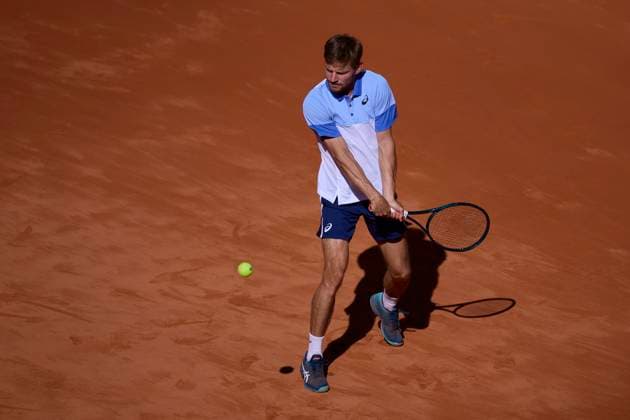 Mutua Madrid Open - Day One David Goffin of Belgium returns a shot against Facundo Bagnis of Argentina during day one of the Mutua Madrid Open 2024 at Caja Magica on April 22, 2024, in Madrid, Spain. Madrid Caja Magica Madrid Spain RL_MMO24_035 Copyright: xRicardoxLarreinax