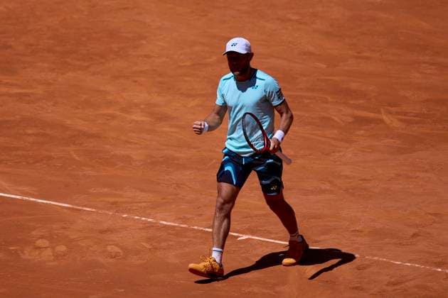Mutua Madrid Open - Day One Radu Albot of Moldova reacts during day one of the Mutua Madrid Open 2024 at Caja Magica on April 22, 2024, in Madrid, Spain. Madrid Caja Magica Madrid Spain RL_MMO24_104 Copyright: xRicardoxLarreinax