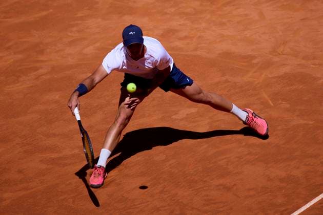 Mutua Madrid Open - Day One Felipe Meligeni Alves of Brasil returns a shot against Dominic Thiem of Austria during day one of the Mutua Madrid Open 2024 at Caja Magica on April 22, 2024, in Madrid, Spain. Madrid Caja Magica Madrid Spain RL_MMO24_149 Copyright: xRicardoxLarreinax