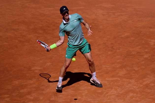 Mutua Madrid Open - Day One Dominic Thiem of Austria returns a shot against Felipe Meligeni Alves of Brasil during day one of the Mutua Madrid Open 2024 at Caja Magica on April 22, 2024, in Madrid, Spain. Madrid Caja Magica Madrid Spain RL_MMO24_162 Copyright: xRicardoxLarreinax