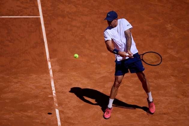 Mutua Madrid Open - Day One Felipe Meligeni Alves of Brasil returns a shot against Dominic Thiem of Austria during day one of the Mutua Madrid Open 2024 at Caja Magica on April 22, 2024, in Madrid, Spain. Madrid Caja Magica Madrid Spain RL_MMO24_164 Copyright: xRicardoxLarreinax