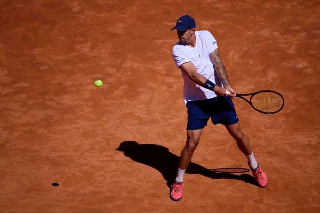 Mutua Madrid Open - Day One Felipe Meligeni Alves of Brasil returns a shot against Dominic Thiem of Austria during day one of the Mutua Madrid Open 2024 at Caja Magica on April 22, 2024, in Madrid, Spain. Madrid Caja Magica Madrid Spain RL_MMO24_178 Copyright: xRicardoxLarreinax