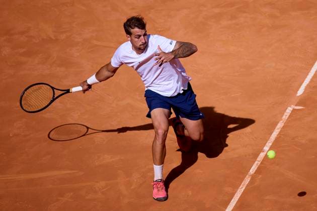 Mutua Madrid Open - Day One Felipe Meligeni Alves of Brasil returns a shot against Dominic Thiem of Austria during day one of the Mutua Madrid Open 2024 at Caja Magica on April 22, 2024, in Madrid, Spain. Madrid Caja Magica Madrid Spain RL_MMO24_201 Copyright: xRicardoxLarreinax