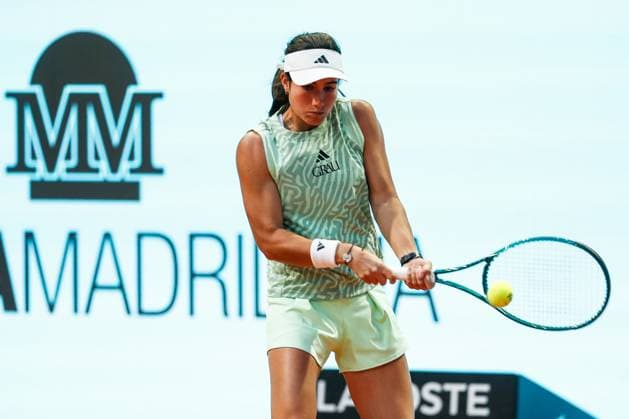 April 22, 2024, Madrid, Madrid, SPAIN: Carlota Martinez Cirez of Spain in action against Anna Bondar of Hungary during the Mutua Madrid Open 2024, ATP, Tennis Herren Masters 1000 and WTA, Tennis Damen 1000, tournament celebrated at Caja Magica on April 22, 2024 in Madrid, Spain. Madrid SPAIN - ZUMAa181 20240422_zaa_a181_343 Copyright: xIrinaxR.xHipolitox
