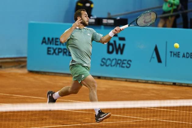Hugo Gaston (FRA), APRIL 22, 2024 - Tennis : Hugo Gaston during singles qualifying 1st round match against Hamd Medjedovic on the ATP, Tennis Herren tour Masters 1000 Mutua Madrid Open tennis tournament at the Caja Magica in Madrid, Spain. Noxthirdxpartyxsales  (250991935)