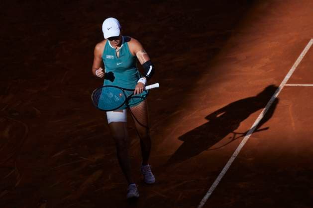 MADRID, SPAIN - APRIL 23: Wang Xiyu of China reacts in the Women s Singles Round of 128 match against Ana Bogdan of Romania on day one of Mutua Madrid Open 2024 at La Caja Magica on April 23, 2024 in Madrid, Spain.  Copyright: xVCGx 111492571389