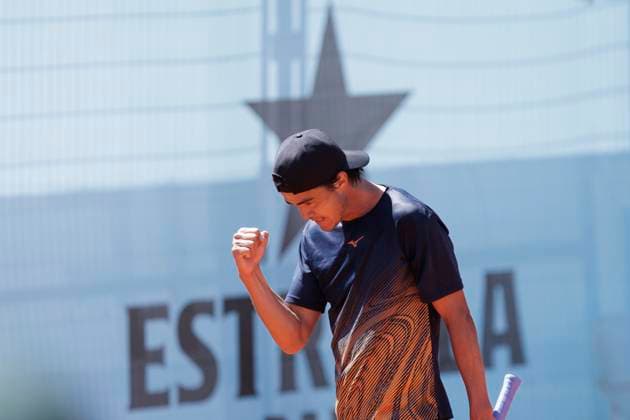 MADRID, SPAIN - APRIL 24: Taro Daniel of Japon celebrates during their match against Aleksandar Vukic on Day 3 of the Mutua Madrid Open at Caja Magica Stadium in Madrid. ONLYxEDITORIALxUSAGE  (251128144)