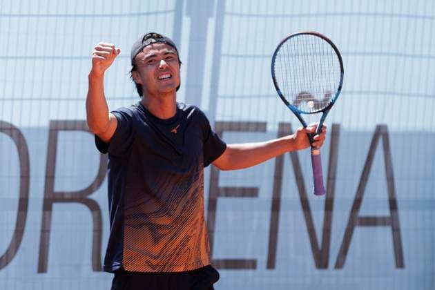 Sport Themen der Woche KW17 Sport Bilder des Tages MADRID, SPAIN - APRIL 24: Taro Daniel of Japon celebrates during their match against Aleksandar Vukic on Day 3 of the Mutua Madrid Open at Caja Magica Stadium in Madrid. ONLYxEDITORIALxUSAGE  (251128178)