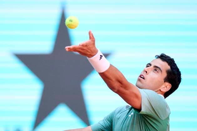 Mutua Madrid Open - Day Three Maume Munar of Spain serves against Nuno Borges of Portugal during day three of the Mutua Madrid Open 2024 at Caja Magica on April 24, 2024, in Madrid, Spain. Madrid Caja Magica Madrid Spain RL_MMO24_640 Copyright: xRicardoxLarreinax