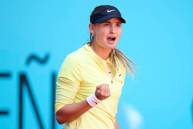 Mutua Madrid Open - Day Three Victoria Jimenez Kasintseva of Andorra reacts during day three of the Mutua Madrid Open 2024 at Caja Magica on April 24, 2024, in Madrid, Spain. Madrid Caja Magica Madrid Spain RL_MMO24_839 Copyright: xRicardoxLarreinax