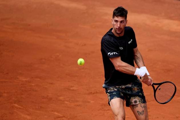 Mutua Madrid Open - Day Three Thanasi Kokkinakis of Australia returns a shot against Jack Draper of Great Britain during day three of the Mutua Madrid Open 2024 at Caja Magica on April 24, 2024, in Madrid, Spain. Madrid Caja Magica Madrid Spain RL_MMO24_00245 Copyright: xRicardoxLarreinax