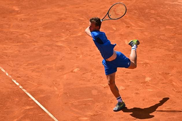 Mutua Madrid Open Luca Van Assche (FRA) during his first round at the Mutua Madrid Open in Madrid, Spain, on April 24, 2024. Photo by Corinne Dubreuil ABACAPRESS.COM Madrid Spain  Copyright: xDubreuilxCorinne ABACAx
