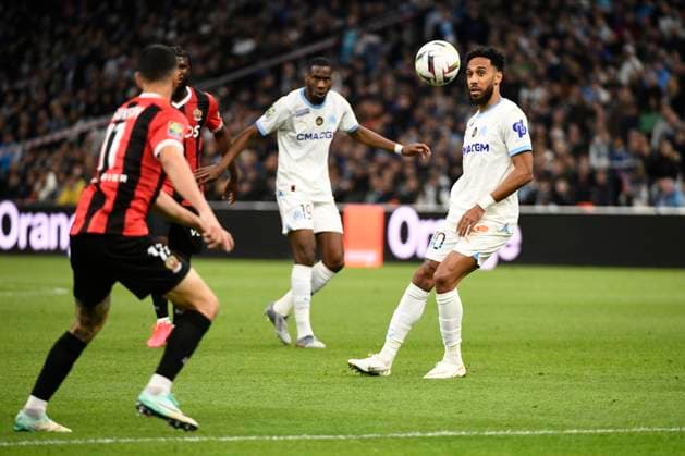 Pierre-Emerick AUBAMEYANG (OM) lors du match Olympique de Marseille vs. OGC Nice pour la J29 de la Ligue 1 Uber Eats au Stade VÃ lodrome, le 24 avril 2024. FOOTBALL : Olympique de Marseille vs. OGC Nice - Ligue 1 Uber Eats - 24 04 2024 ValentinaClaret Panoramic 