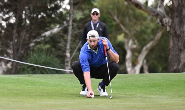 LIV GOLF PREVIEW, Australian Cricketer AndrewTye during the Pro Am event before the LIV Golf Tournament at the Grange Golf Club in Adelaide, Wednesday, April 24, 2024. ( NO ARCHIVING, EDITORIAL USE ONLY, NO USE IN BOOKS WITHOUT CONSENT ADELAIDE SOUTH AUSTRALIA AUSTRALIA  Copyright: xMICHAELxERREYx 20240425127463931089