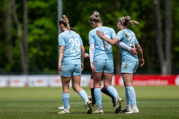Testspiel: 1. FC Köln Frauen - PSV Frauen; 25.04.2024 1. FC Köln im Jubel, Marleen Schimmer (1. FC Köln, 23) Testspiel: 1. FC Köln Frauen - PSV Frauen; Rheinenergiesportpark; 25.04.2024 Copyright: xBEAUTIFULxSPORTS Buriakovx