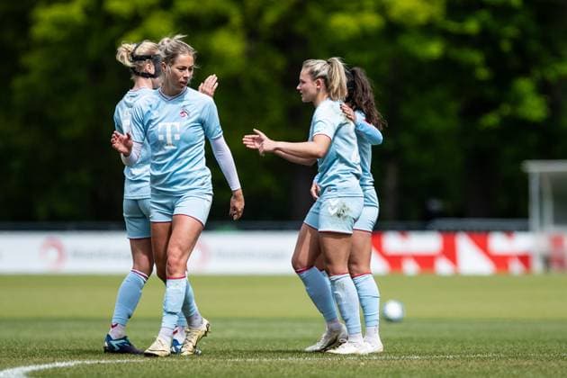Testspiel: 1. FC Köln Frauen - PSV Frauen; 25.04.2024 1. FC Köln im Jubel, Marleen Schimmer (1. FC Köln, 23) Testspiel: 1. FC Köln Frauen - PSV Frauen; Rheinenergiesportpark; 25.04.2024 Copyright: xBEAUTIFULxSPORTS Buriakovx