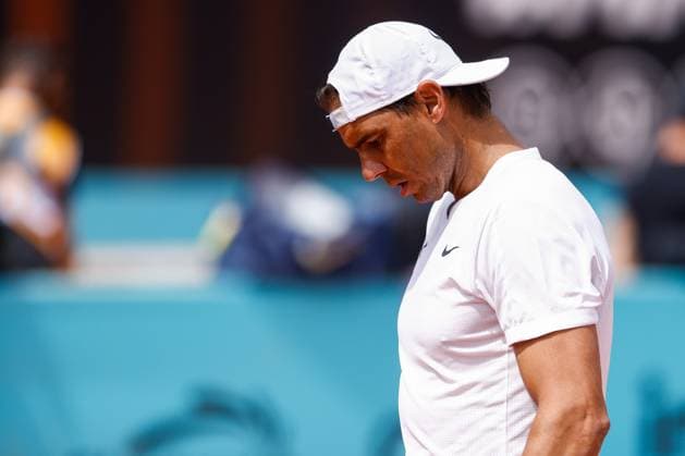 April 25, 2024, Madrid, Madrid, SPAIN: Rafael Nadal of Spain practices during the Mutua Madrid Open 2024, ATP, Tennis Herren Masters 1000 and WTA, Tennis Damen 1000, tournament celebrated at Caja Magica on April 25, 2024 in Madrid, Spain. Madrid SPAIN - ZUMAa181 20240425_zaa_a181_044 Copyright: xIrinaxR.xHipolitox