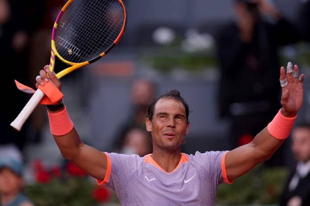 Rafael Nadal of Spain thanks the crowd following his win Mutua Madrid Open, Day 4, Tennis, La Caja Magica, Madrid, Spain - 25 Apr 2024  Copyright: xEllaxLing Shutterstockx 14447599bi