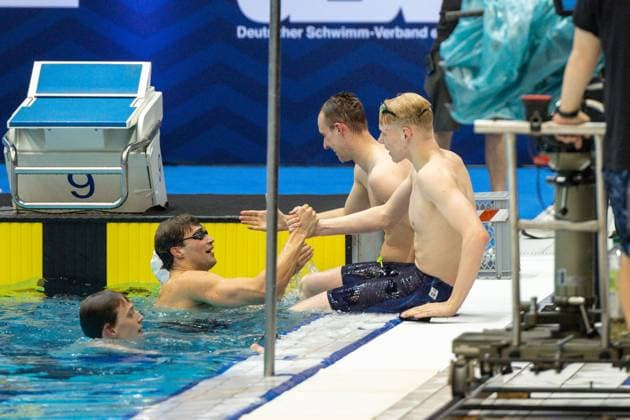 100m Ruecken, Maenner, A-Finale GER, 135. Deutsche Meisterschaften Schwimmen, Schwimmen, 25.04.2024 GER, 135. Deutsche Meisterschaften Schwimmen, Schwimmen, 25.04.2024 Berlin *** 100m Backstroke, Men, A Final GER, 135 German Championships Swimming, Swimming, 25 04 2024 GER, 135 German Championships Swimming, Swimming, 25 04 2024 Berlin Copyright: xEibner-Pressefoto JadrankoxMarjax EP_JMC