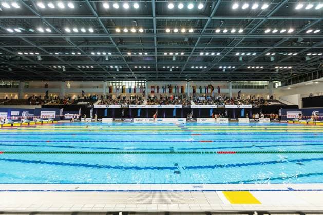 Schwimm- und Sprunghalle im Europasportpark GER, 135. Deutsche Meisterschaften Schwimmen, Schwimmen, 25.04.2024 GER, 135. Deutsche Meisterschaften Schwimmen, Schwimmen, 25.04.2024 Berlin *** Swimming and diving hall in Europasportpark GER, 135 German Swimming Championships, Swimming, 25 04 2024 GER, 135 German Swimming Championships, Swimming, 25 04 2024 Berlin Copyright: xEibner-Pressefoto JadrankoxMarjax EP_JMC