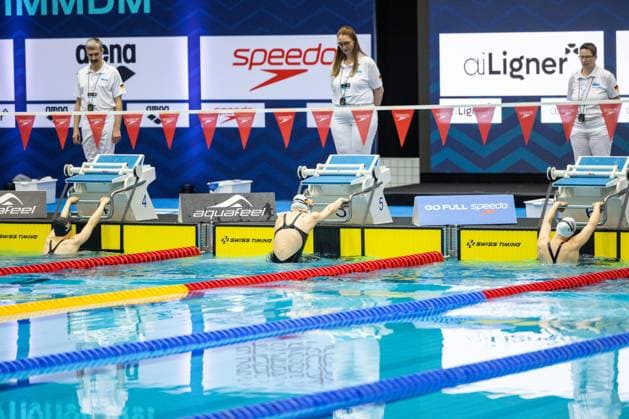100m Ruecken, Frauen, A-Finale Laura Riedemann, Anna Maria Boestler, Lena Riedemann GER, 135. Deutsche Meisterschaften Schwimmen, Schwimmen, 25.04.2024 GER, 135. Deutsche Meisterschaften Schwimmen, Schwimmen, 25.04.2024 Berlin *** 100m Backstroke, Women, A Final Laura Riedemann, Anna Maria Boestler, Lena Riedemann GER, 135 German Championships Swimming, Swimming, 25 04 2024 GER, 135 German Championships Swimming, Swimming, 25 04 2024 Berlin Copyright: xEibner-Pressefoto JadrankoxMarjax EP_JMC