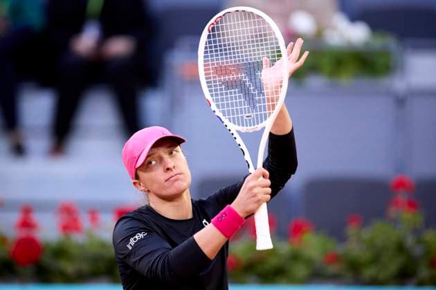 Mutua Madrid Open - Day Four Iga Swiatek of Poland celebrates after winning against Xiyu Wang of China during day four of the Mutua Madrid Open 2024 at Caja Magica on April 25, 2024, in Madrid, Spain. Madrid Caja Magica Madrid Spain RL_MMO24_01365 Copyright: xRicardoxLarreinax